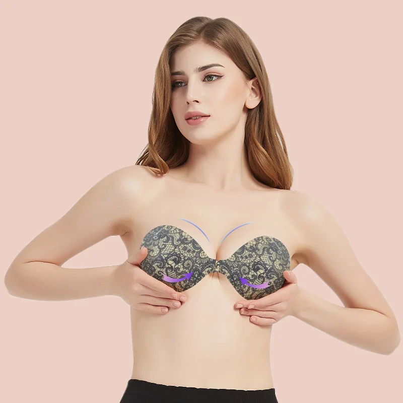 Lace Pattern Strapless Adhesive Backless Bra