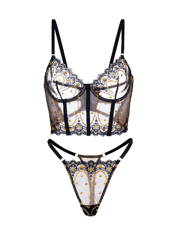 Chic Luxe Noir & Gold Lingerie Set