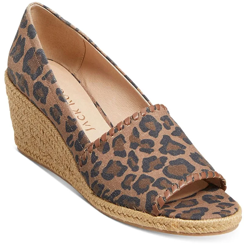 Jack Rogers Womens Palmer Animal Print Woven Espadrilles
