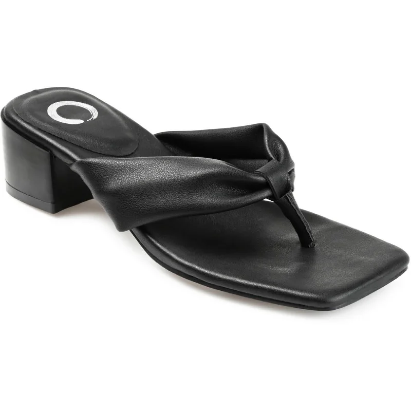 Journee Collection Womens Faux Leather Square Toe Thong Sandals