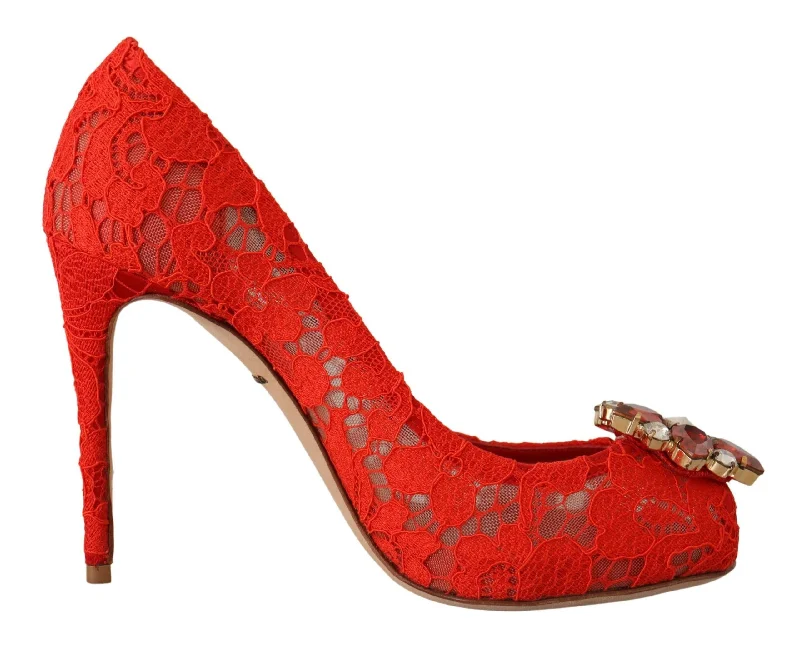 Dolce & Gabbana Lace Crystal Heels Pumps