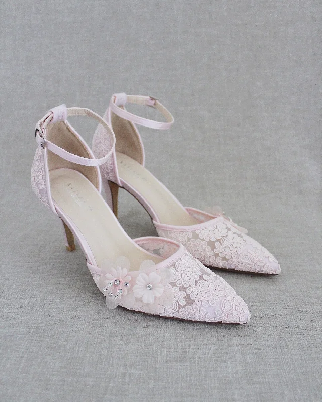 Lace Heels With Flower Detail