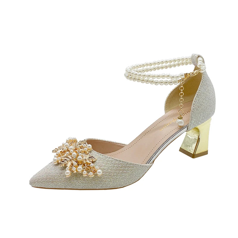 chunky heel gold-5cm