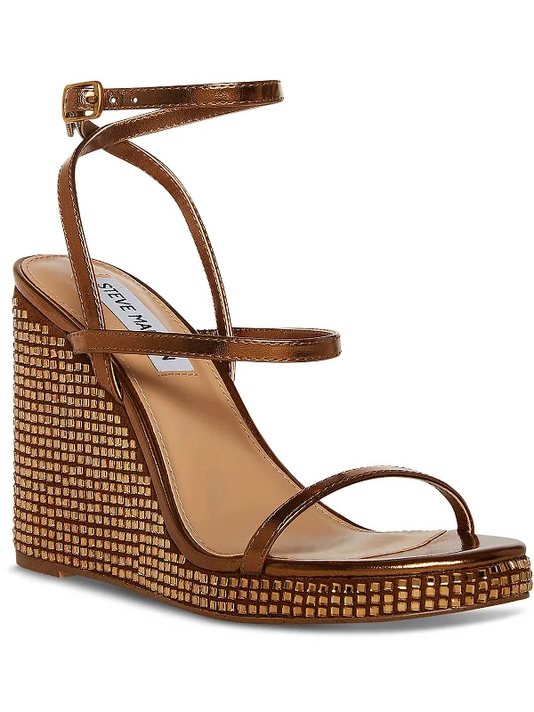 Upside-R Womens Rhinestone Wedge Almond Toe Wedge Heels