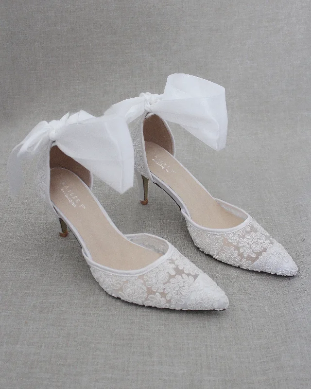 Lace Heels with Ankle Tie For Brides