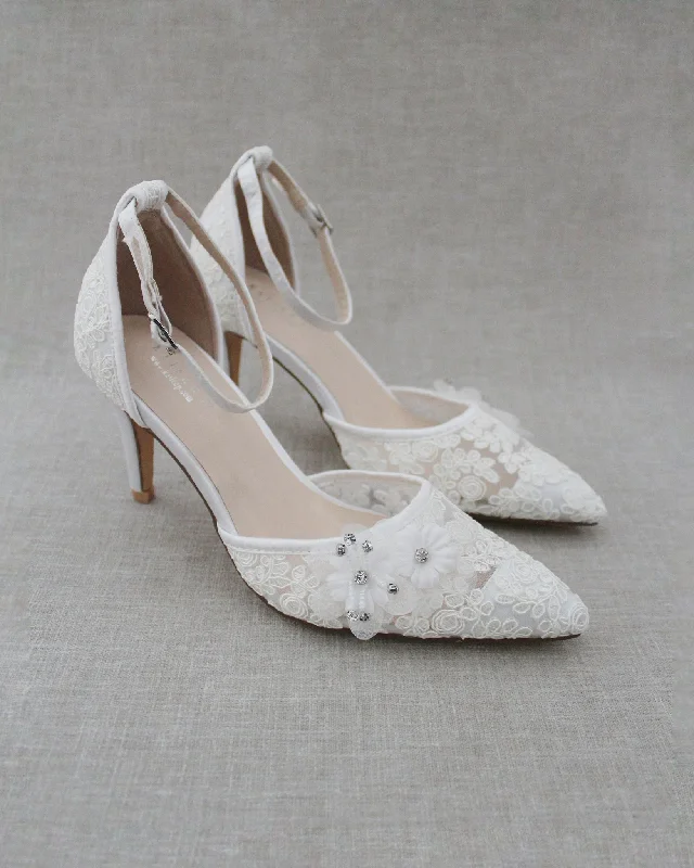 Lace Heels With Flower Detail
