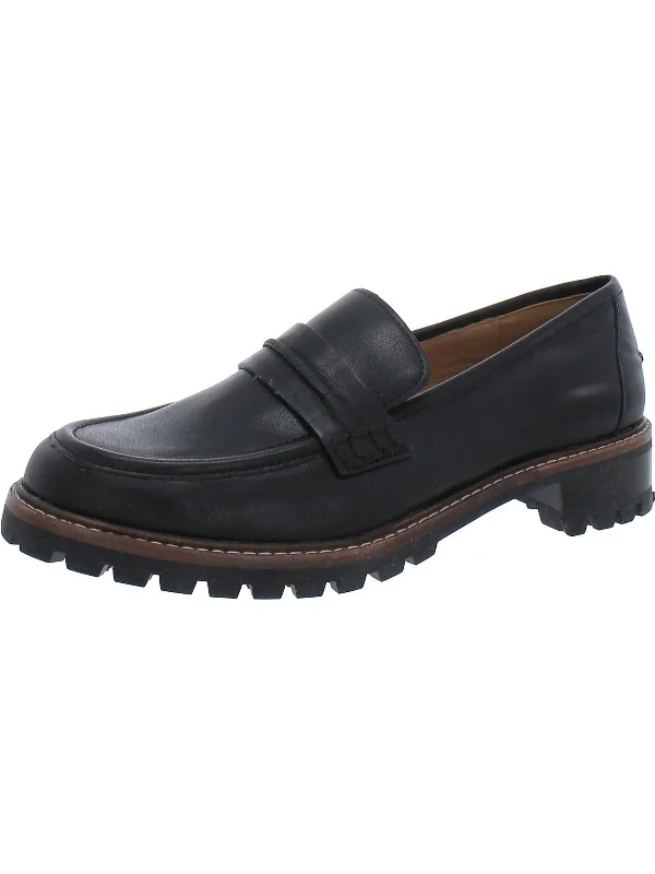 Womens Leather Slip On Loafer Heels