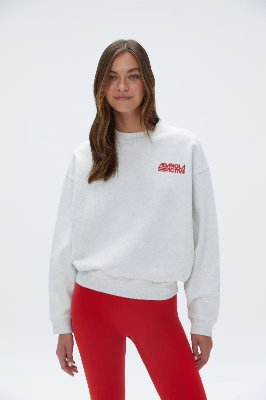 Active Relaxed Sweatshirt - Light Grey Melange/Classic Red