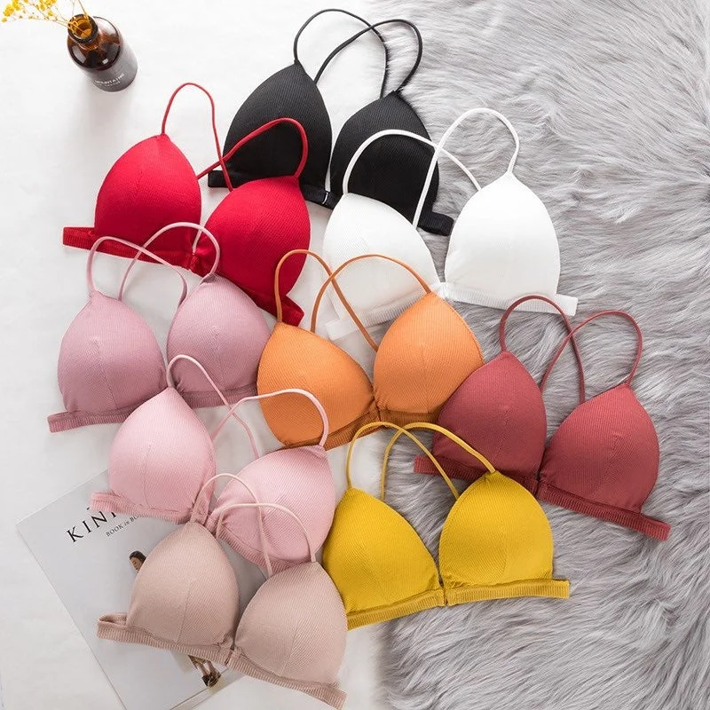 French Triangle Cup Slim Thin Strap Wrapped Chest Sexy No Steel Ring Sexy Underwear Sports Cross Back Bra French Triangle Cup Slim Thin Strap Wrapped Chest Sexy No Steel Ring Sexy Underwear Sports Cross Back Bra