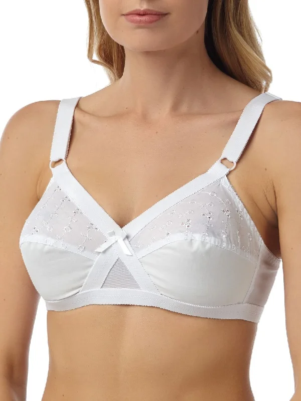 Embroidered Bra - White