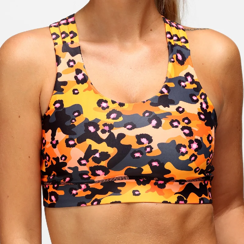 Orange Leopard Camo Cross Back Bra