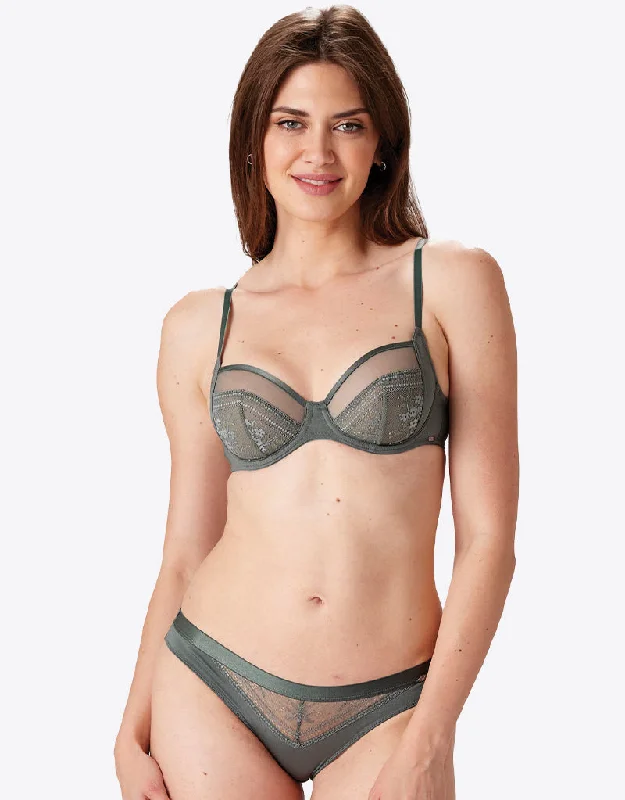 Pretty Polly Botanical Lace Balcony Bra Sage