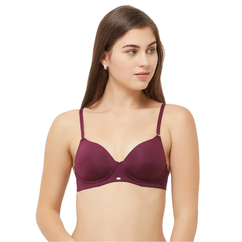 Semi/Medium Coverage Padded Non Wired T-shirt Bra with Detachable Straps-CB-125