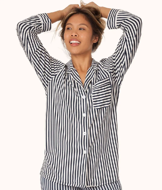 The All-Day Lounge Shirt - Print: Mini Stripe Print