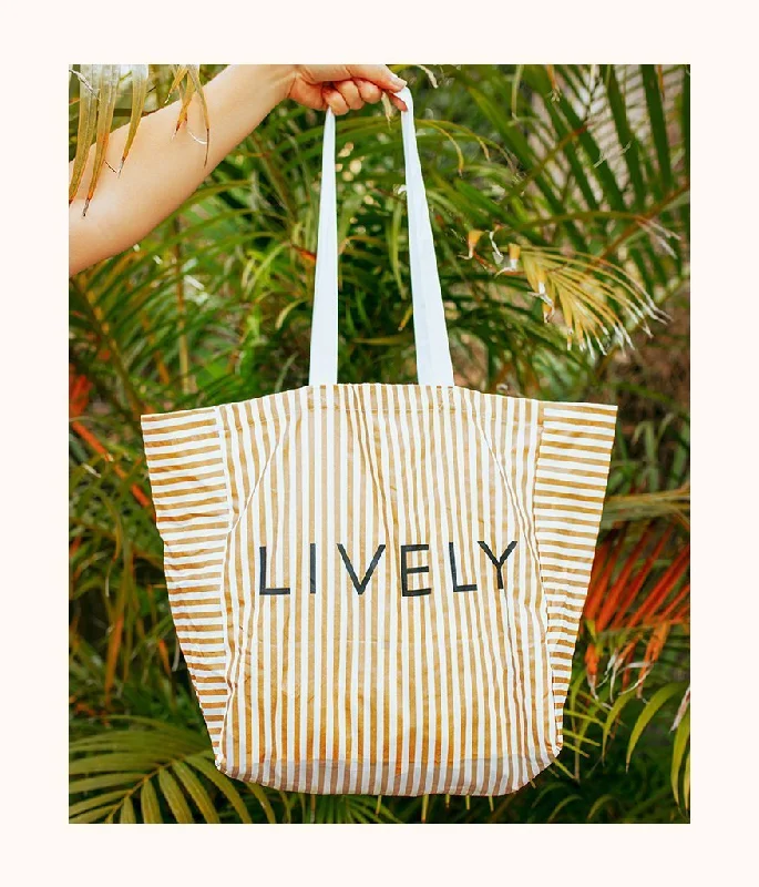 The Gold Stripe Tote: Gold Stripe/White