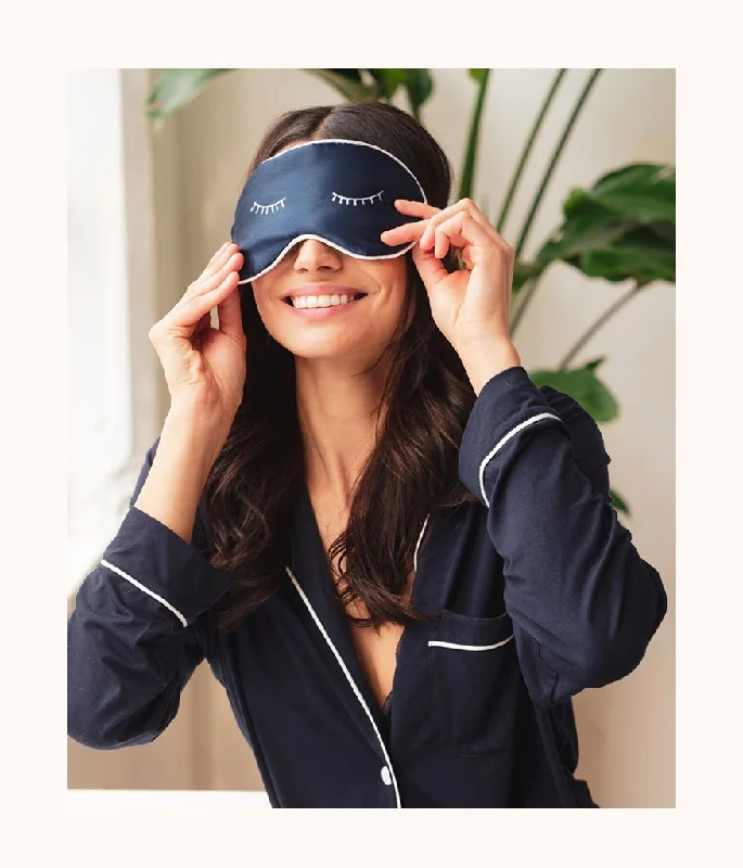 The "Hit Snooze" Sleep Mask: Navy/White