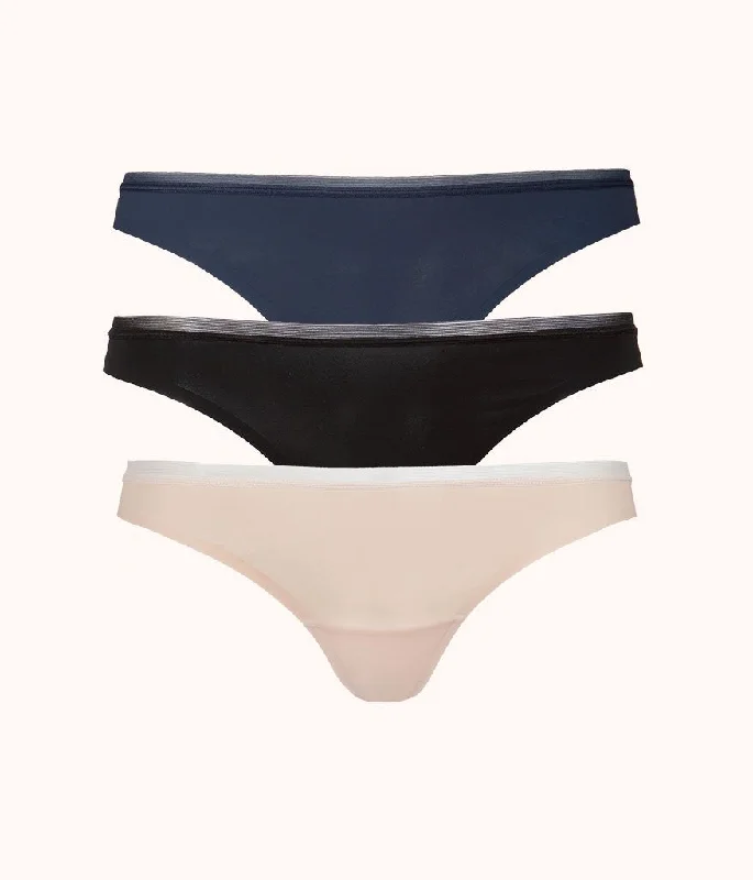 The No Show Thong Bundle: Jet Black/Navy/Toasted Almond