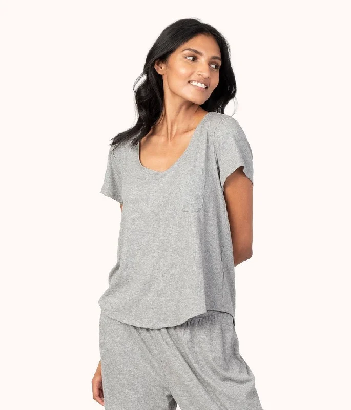 The Ribbed Tee: Heather Gray