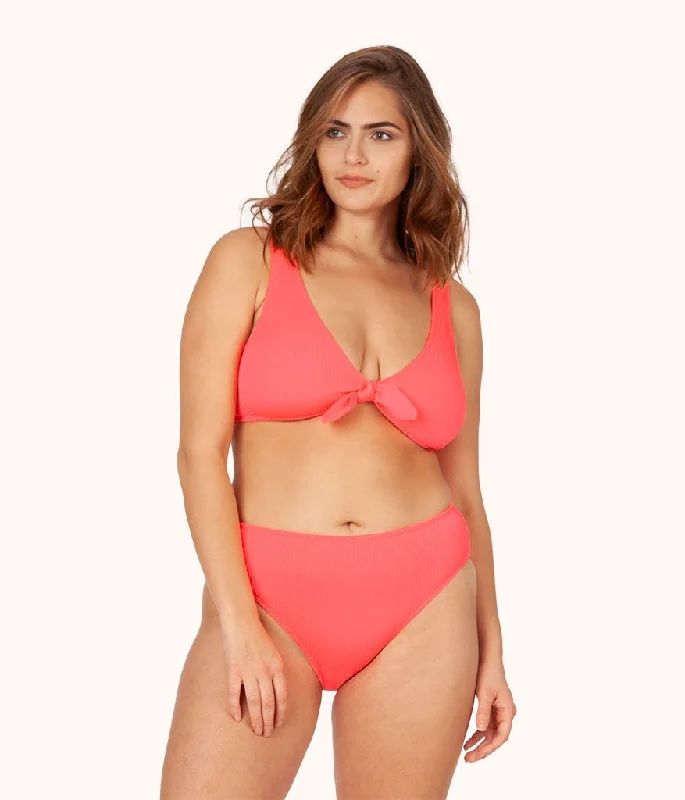 The Ruched High Waist Bikini: Electric Pink