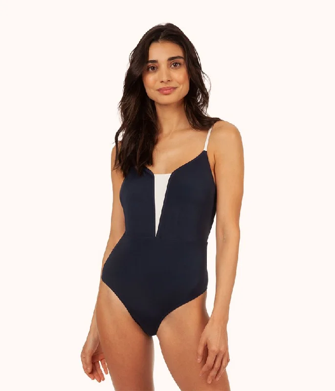 The V One Piece: Navy/White