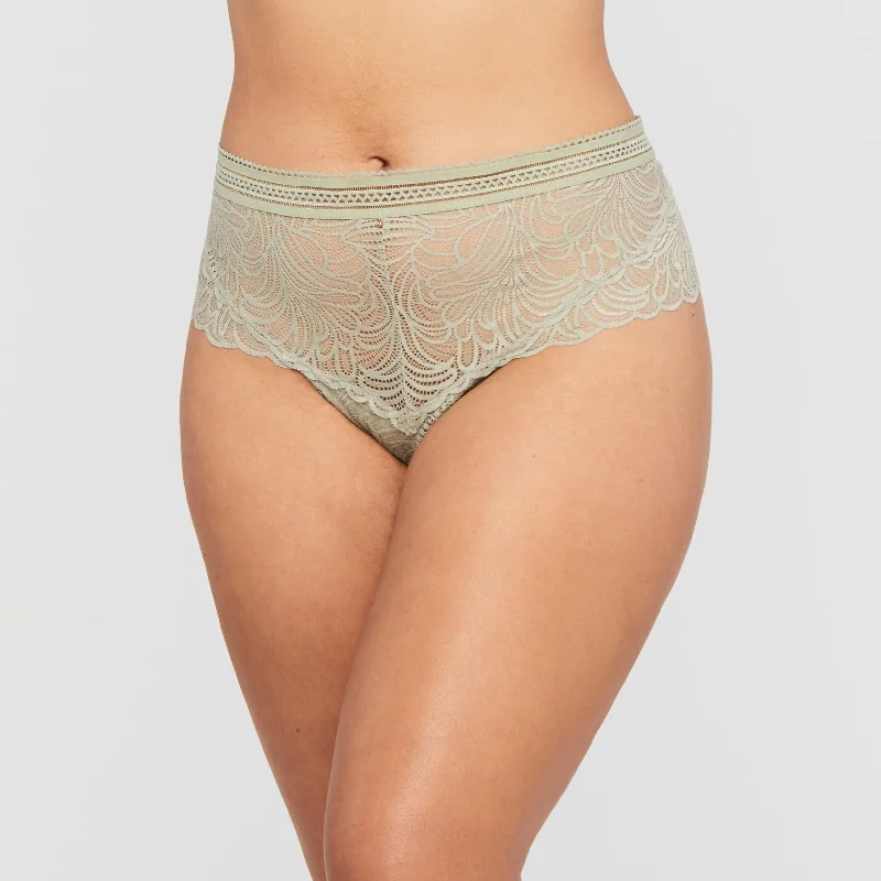 London Fog High Waist Thong In Sage - Montelle