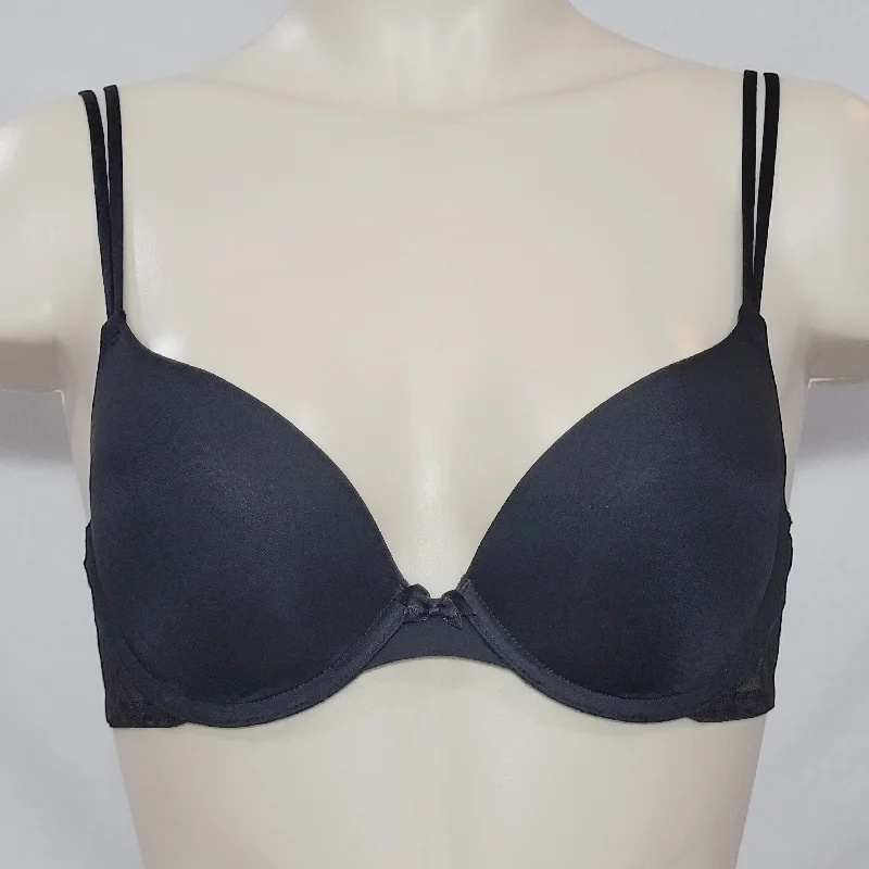 DKNY 458000 Signature Lace Perfect Lift Demi Underwire Bra 30DD Black NWT