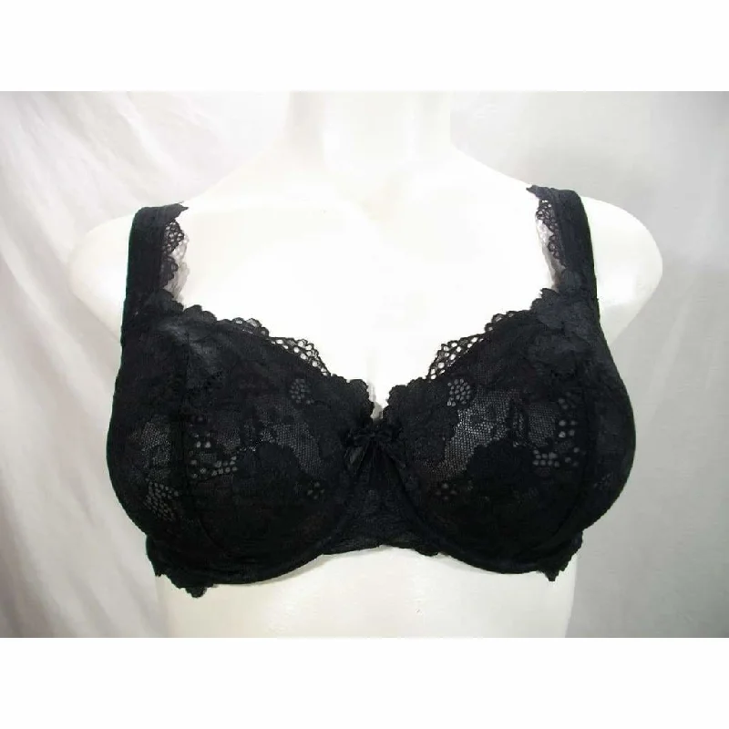 Felina 110026 Monica Unlined Lace Semi Demi Underwire Bra 38DDD Black NWT