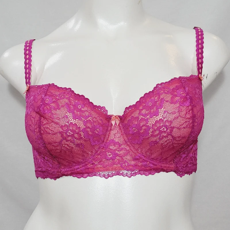 Felina 5894 Harlow Sheer Lace Full Busted Demi Underwire Bra 38DD Wild Aster