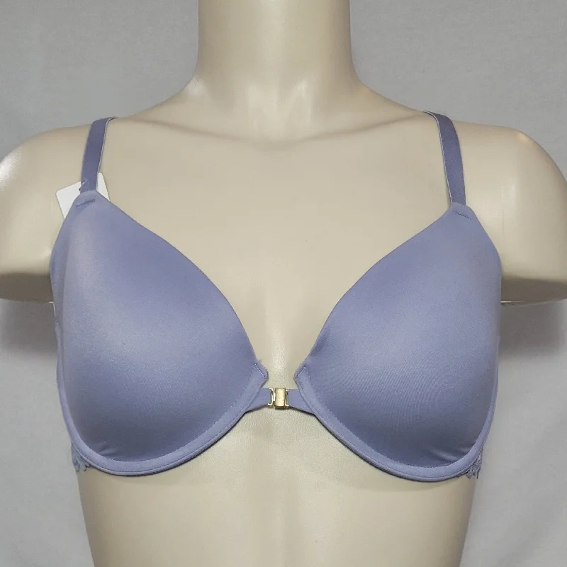 Gilligan O'Malley Front Close Everyday Lace Racerback Demi Underwire Bra 34DD Misty Blue