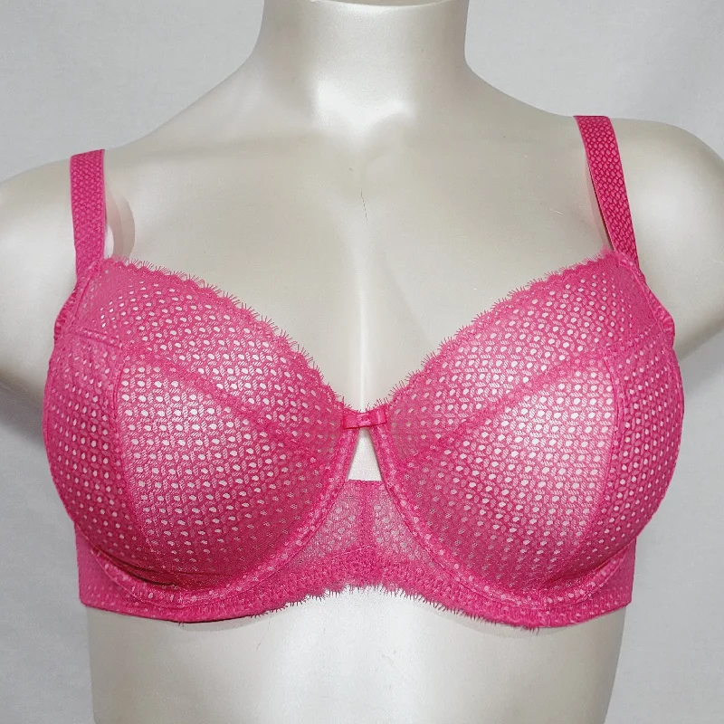 Paramour 115048 Dahlia 4-Section Cup Geo Lace UW Bra 42DD Fandango Pink