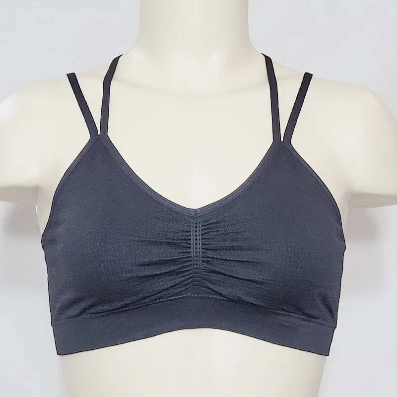 Xhilaration Strappy Seamless Jacquard Bralette Bra Size SMALL Black