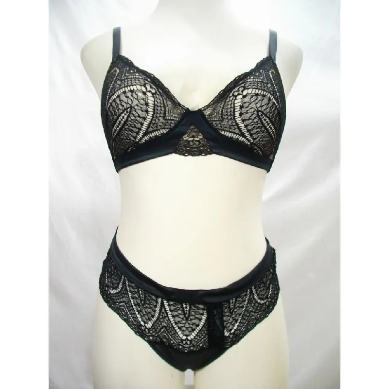 Calvin Klein QF3994 CK Black Audacious Lace & Satin Bralette & QF4219 Thong Set LARGE Black NWT Calvin Klein QF3994 CK Black Audacious Lace & Satin Bralette & QF4219 Thong Set LARGE Black NWT