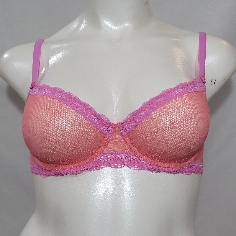 Jezebel 10027 Marni Diamond Mesh Unlined UW Bra 34D Coral