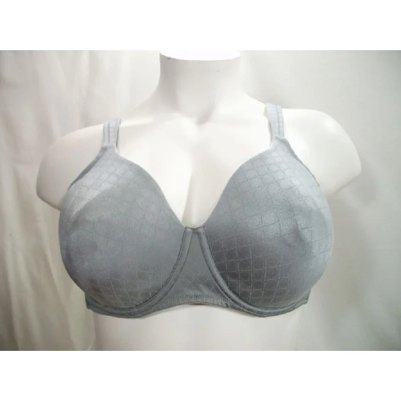 Leading Lady 5028 Molded Cup Underwire Bra 46B Gray Jacquard Diamond Print