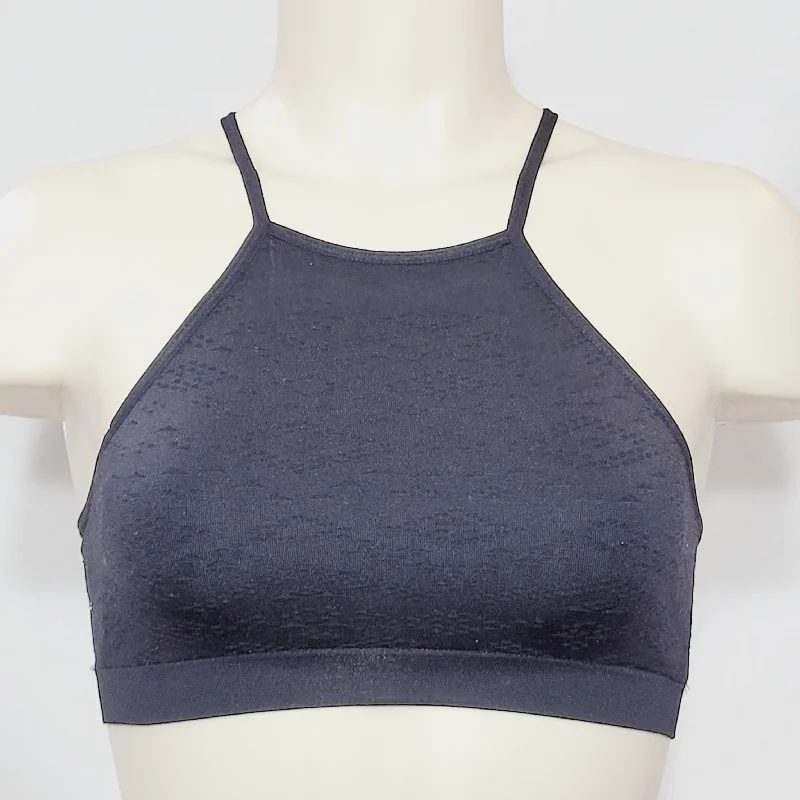 Xhilaration High Neck Seamless Wire Free Texture Bralette Bra Size SMALL Black