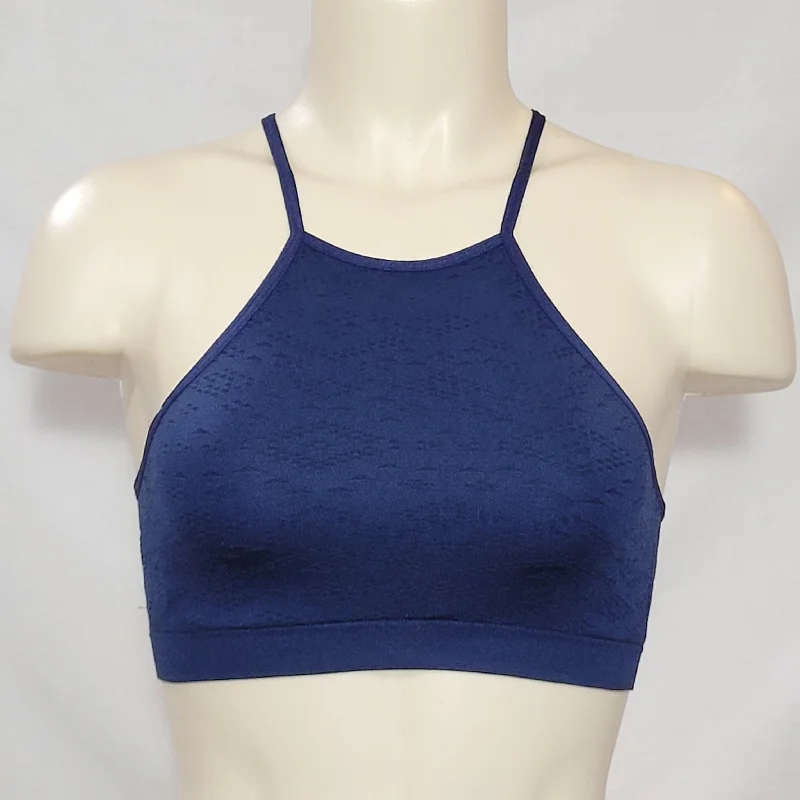 Xhilaration High Neck Seamless Wire Free Texture Bralette Bra Size XS X-SMALL Navy Nightime Blue