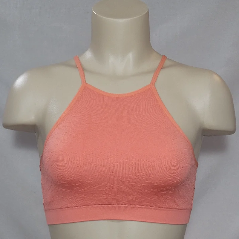 Xhilaration High Neck Seamless Wire Free Texture Bralette Bra Size XS X-SMALL Shell Pink