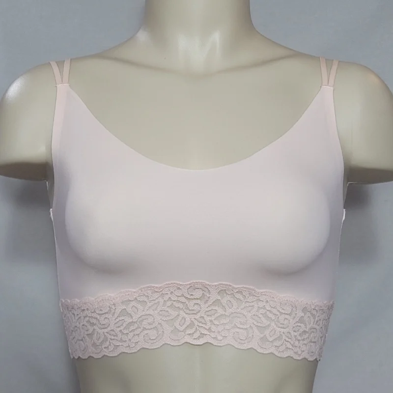 Xhilaration Laser Cut Wire Free Bra Bralette XS X-SMALL Feather Peach NWT