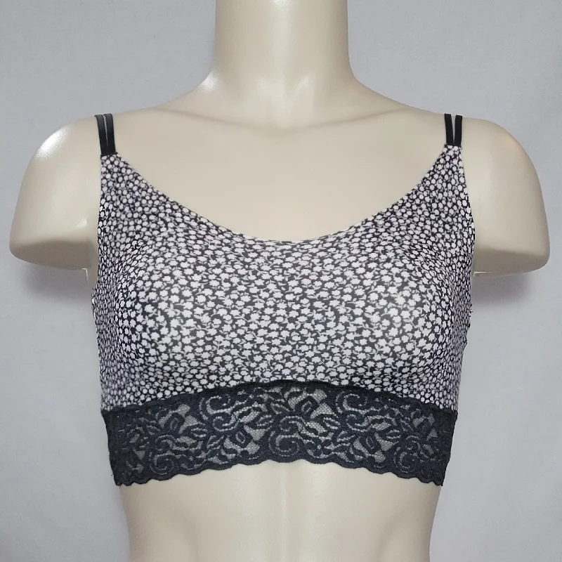 Xhilaration Laser Cut Wire Free Bra Bralette XS X-SMALL Gray Floral NWT