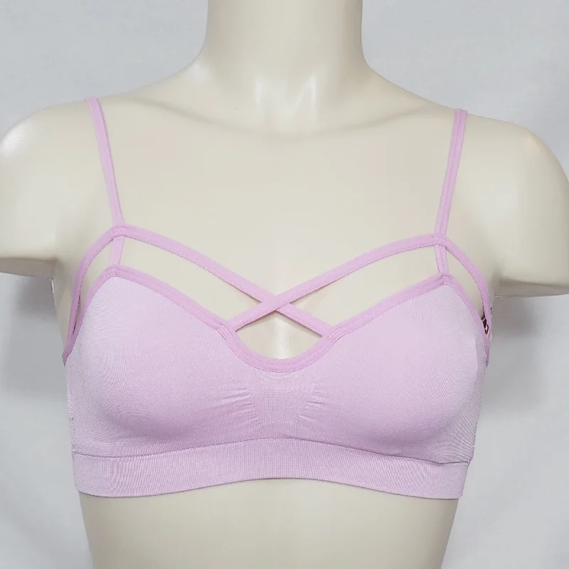 Xhilaration Wire Free Cut-Out Strappy Bralette Bra Size XS X-SMALL Pink Violet
