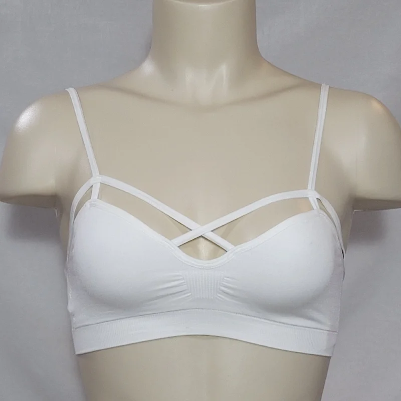 Xhilaration Wire Free Cut-Out Strappy Bralette Size XS X-SMALL White NWT