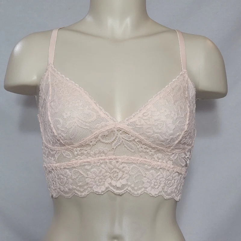 Xhilaration Wire Free Racerback Sheer Lace Bralette LARGE Feather Peach NWT