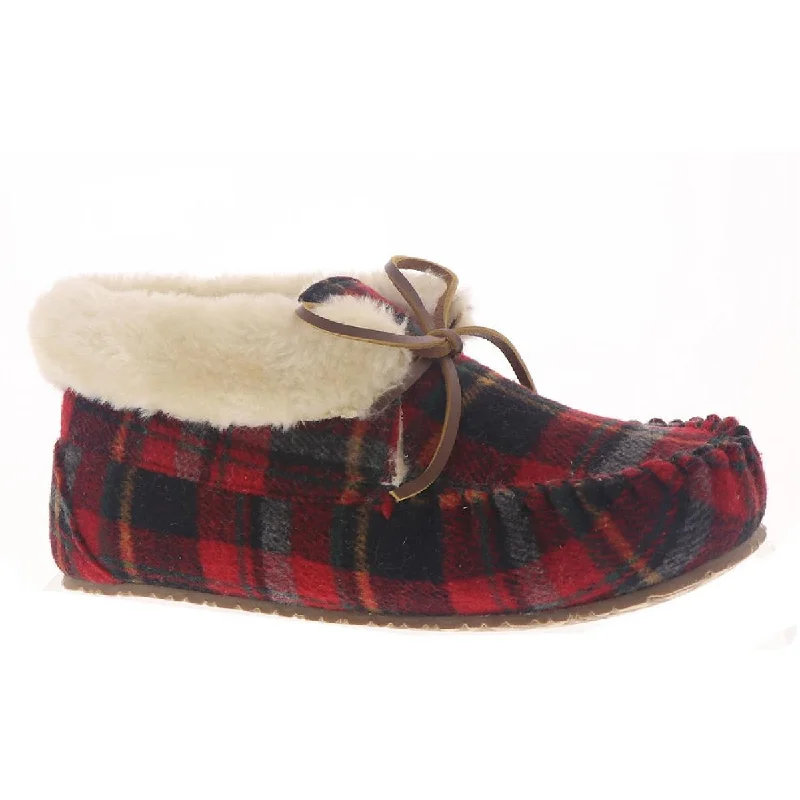 Minnetonka Womens Chrissy Faux Fur Slip On Bootie Slippers