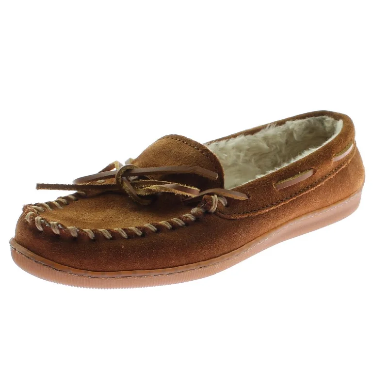 Minnetonka Womens Suede Faux Fur Lined Moccasin Slippers
