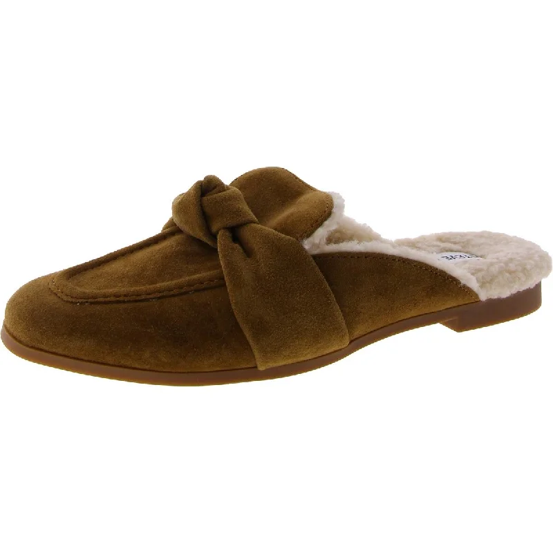 Steve Madden Womens Chart F Suede Faux Fur Lined Slide Slippers