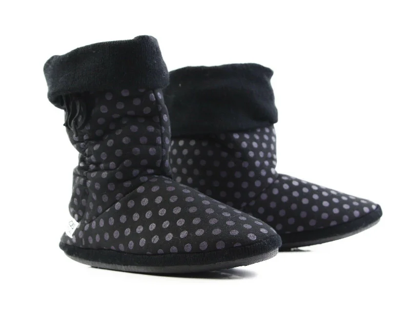 Womens Grosby Hoodies Boots Spotted Slouch Black Purple Slippers