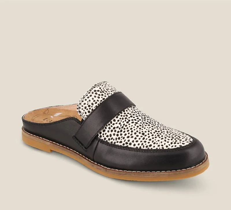 Women's Royal Mule In Black/white Cheetah