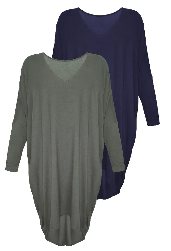 Maternity Bamboo Long Sleeve Tunic Dress - 2 Pack