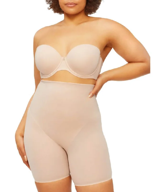 Nancy Ganz Solid & Sheer High Waisted Thigh Shaper - Warm Taupe