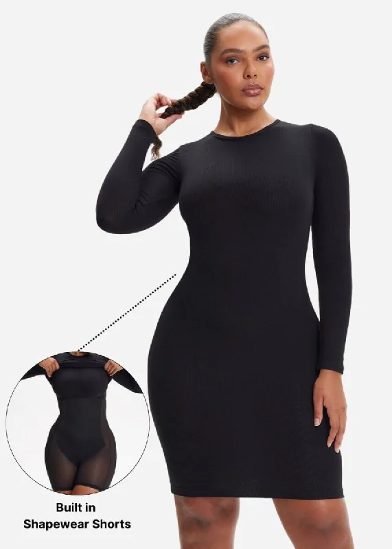 SecretSculpt Long Sleeve Above Knee Dress